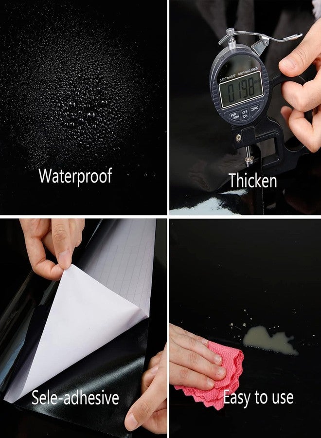 WALLGUD Wallpaper - Decorative Self Adhesive Contact Paper for Home-Kitchen, Furniture, Counter, Cabinet, Suface Cover & Decor| Waterproof Wallpaper || (Black - Glossy, 12 x 100 Inch) - Image 3